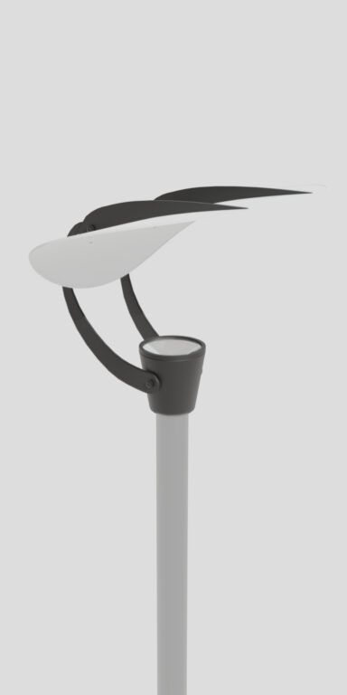 Modern armatuur 12 Mercury, reflecteert licht van een wit paneel