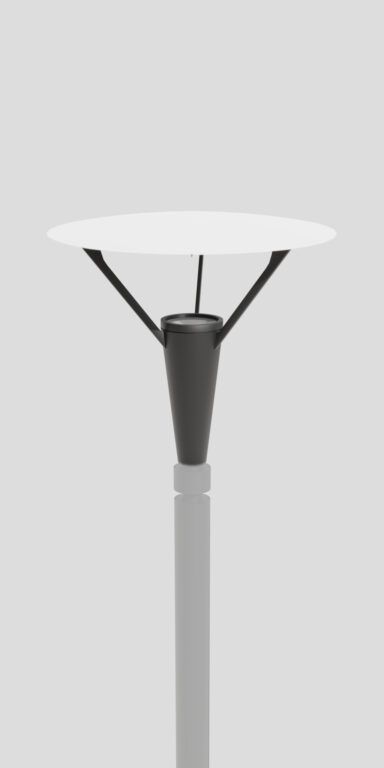 Moderne verlichtingsarmatuur 16 Plutonium, weerkaatst licht van een wit paneel