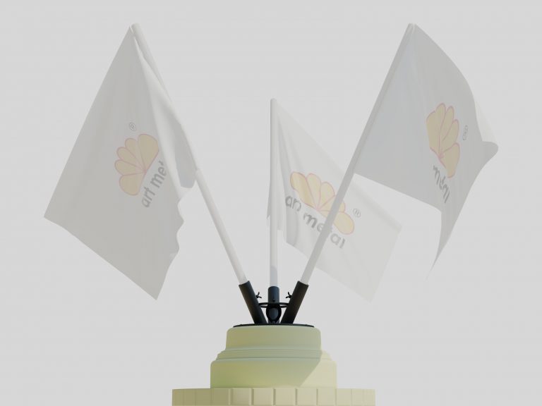 Three flags stand