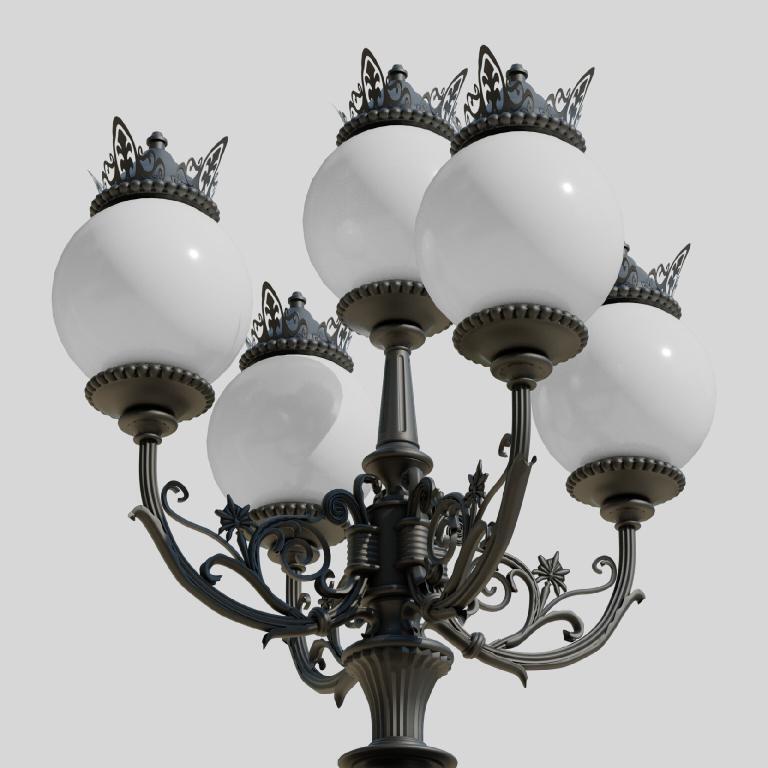 Stylish lantern with spherical luminaries, upper part of KS3/K4 KS_4xR02_5xK4B-STANDARD